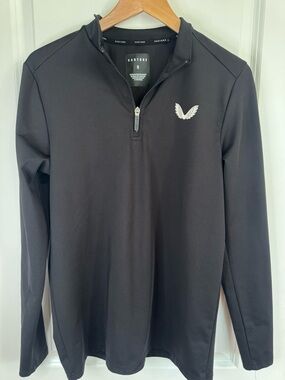 Castore Mens Performance 1/4 Zip Pullover Black Athletic Long Sleeve Top  S